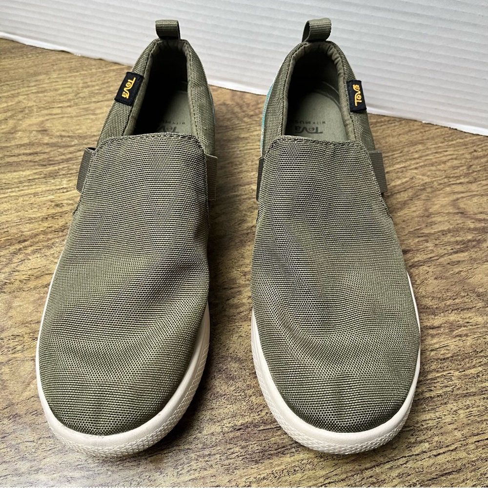 Teva Voya Slip On Canvas Green Sneakers Size 9 - Picture 4 of 12
